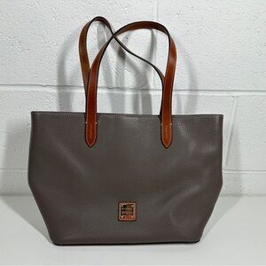 Dooney & Bourke Pebble Grain Leather Taupe Shoulder Tote Bag